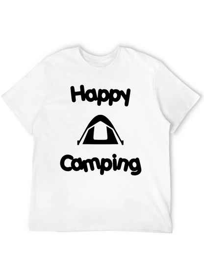Happy Camping Graphic Tee - Black Casual Shirt