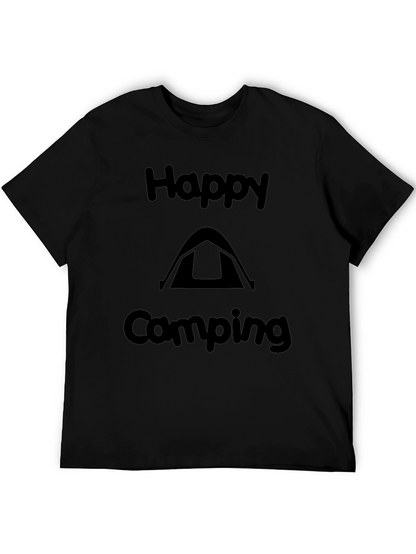 Happy Camping Graphic Tee - Black Casual Shirt