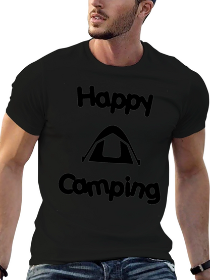 Happy Camping Graphic Tee - Black Casual Shirt