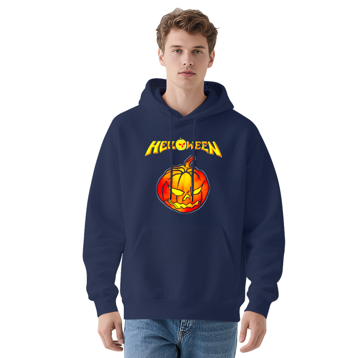 Spooky Helloween Glowing Pumpkin Men¡¯s Hoodie, Warm Fall Comfort