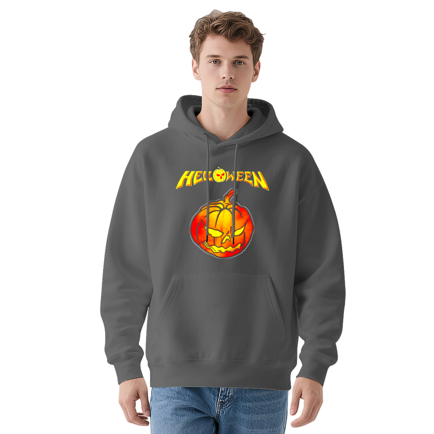 Spooky Helloween Glowing Pumpkin Men¡¯s Hoodie, Warm Fall Comfort