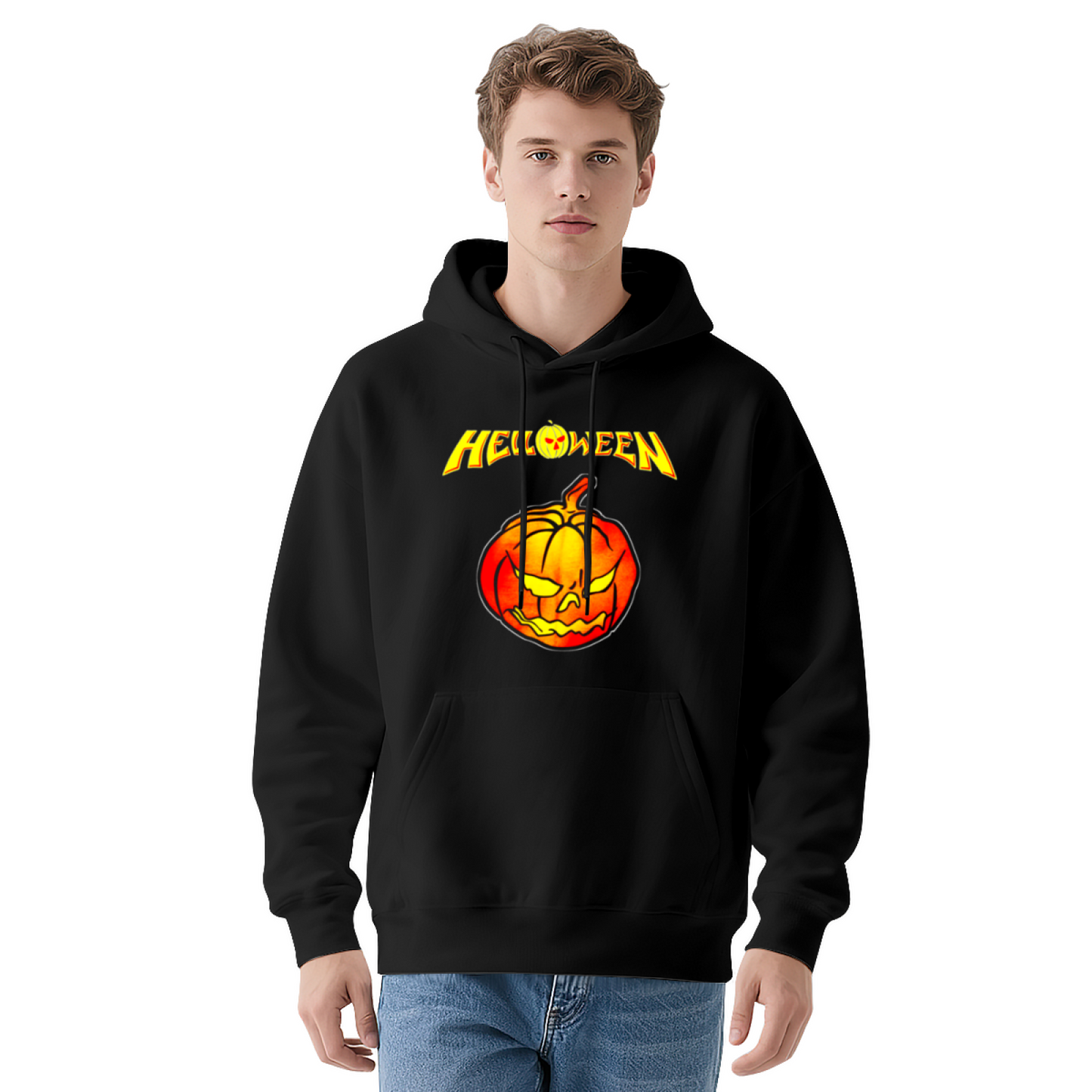 Spooky Helloween Glowing Pumpkin Men¡¯s Hoodie, Warm Fall Comfort