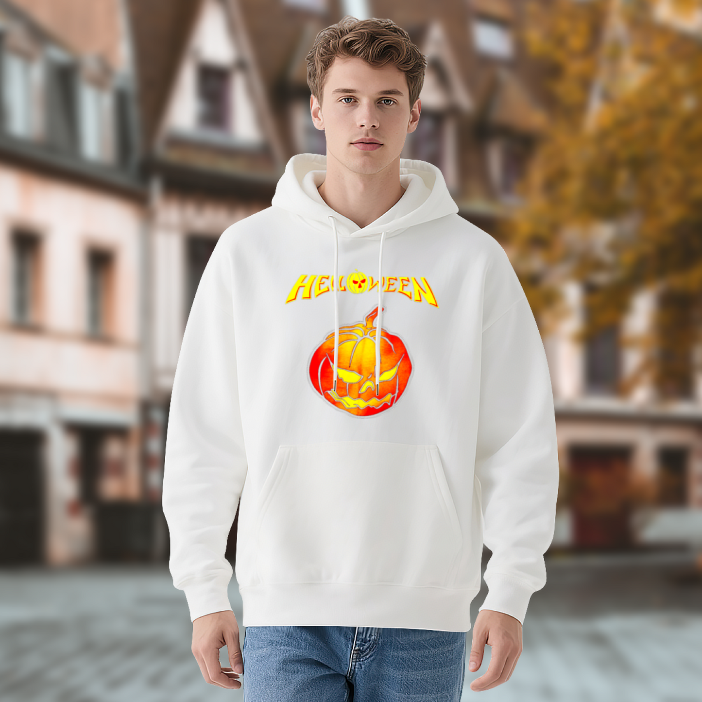 Spooky Helloween Glowing Pumpkin Men¡¯s Hoodie, Warm Fall Comfort