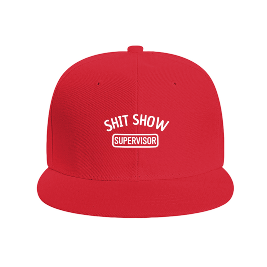 Hilarious SHIT SHOW SUPERVISOR Red Statement Flat Hat