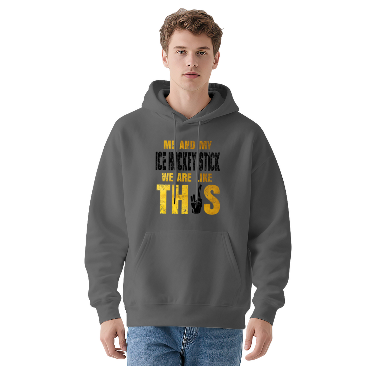 Me And My Ice Hockey Stick Gray Hoodie, Hockey Fan Soft Casual Top