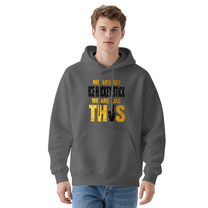 Me And My Ice Hockey Stick Gray Hoodie, Hockey Fan Soft Casual Top