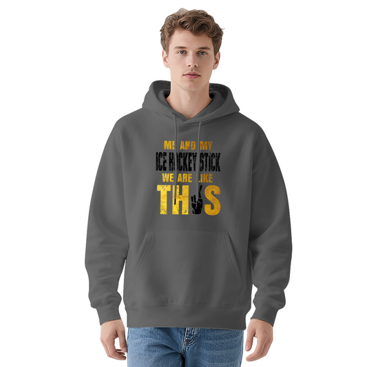 Me And My Ice Hockey Stick Gray Hoodie, Hockey Fan Soft Casual Top