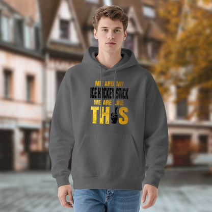 Me And My Ice Hockey Stick Gray Hoodie, Hockey Fan Soft Casual Top