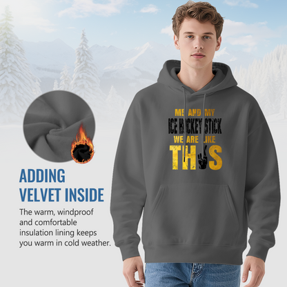 Me And My Ice Hockey Stick Gray Hoodie, Hockey Fan Soft Casual Top