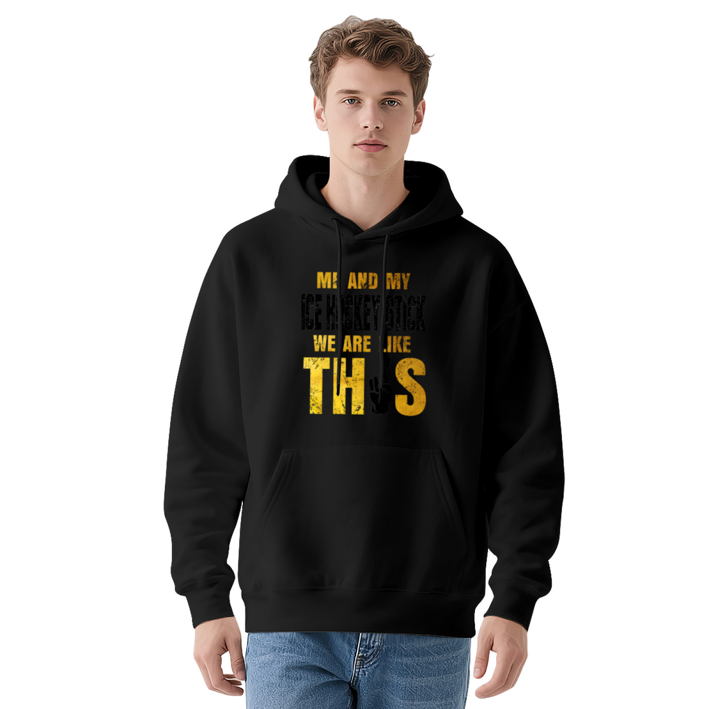 Me And My Ice Hockey Stick Gray Hoodie, Hockey Fan Soft Casual Top