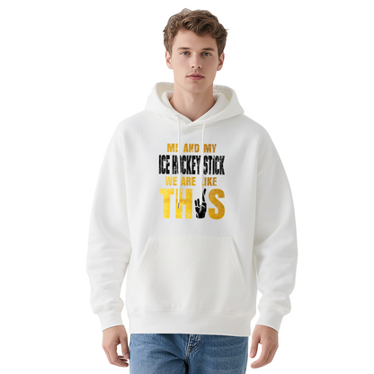 Me And My Ice Hockey Stick Gray Hoodie, Hockey Fan Soft Casual Top
