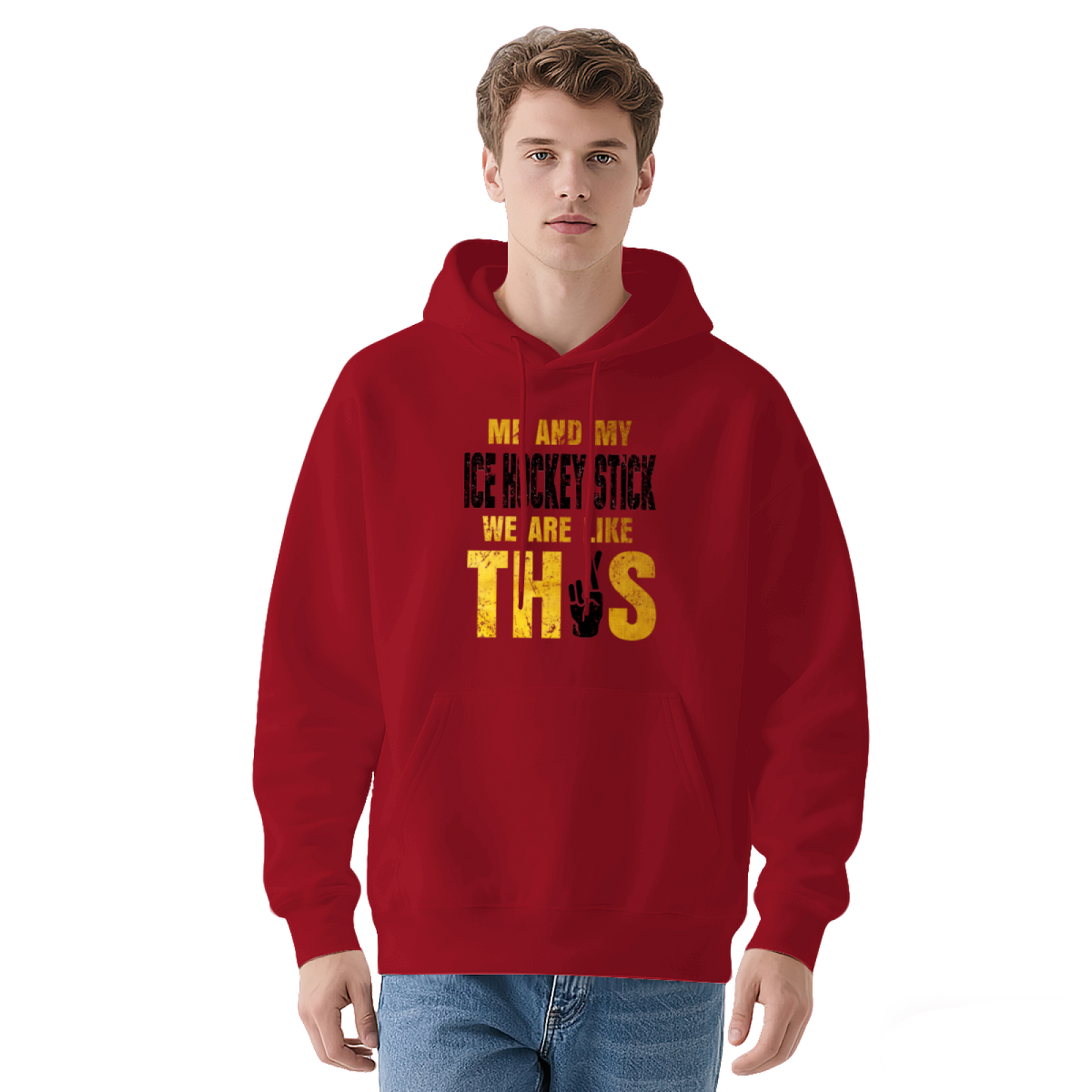 Me And My Ice Hockey Stick Gray Hoodie, Hockey Fan Soft Casual Top