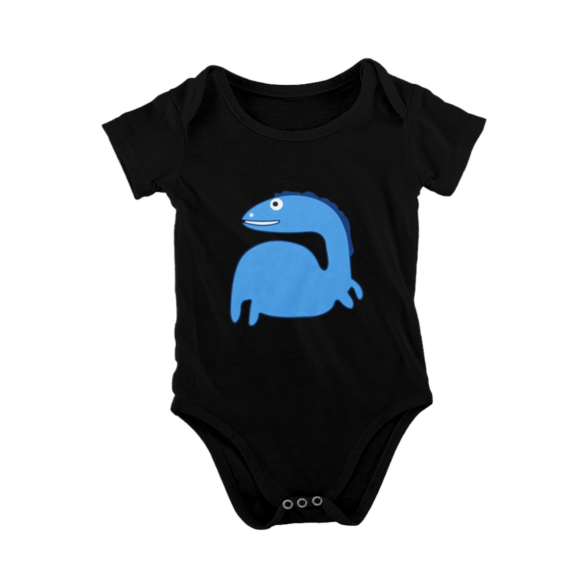Cute Blue Cartoon Dinosaur Unisex Infant Short Sleeve Bodysuit