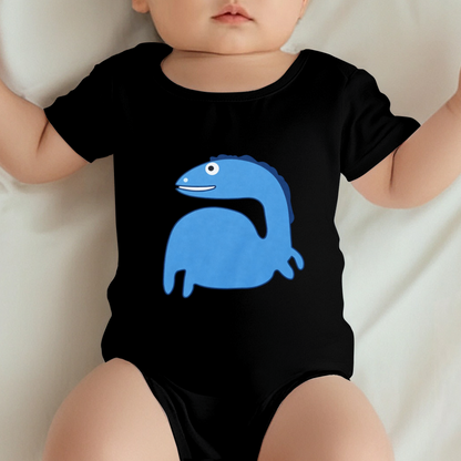 Cute Blue Cartoon Dinosaur Unisex Infant Short Sleeve Bodysuit