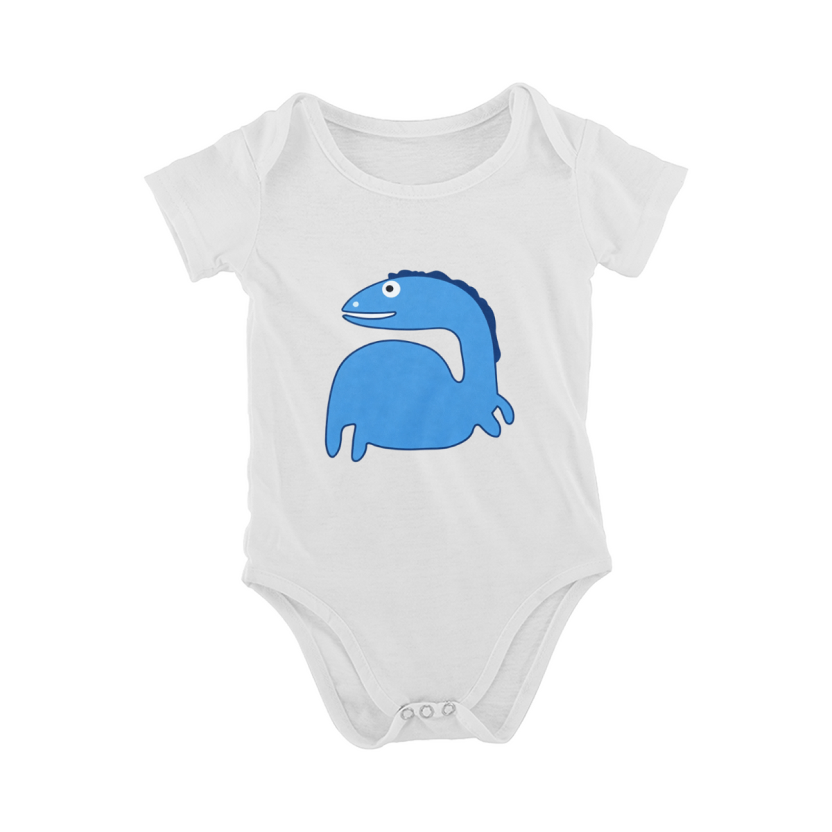 Cute Blue Cartoon Dinosaur Unisex Infant Short Sleeve Bodysuit