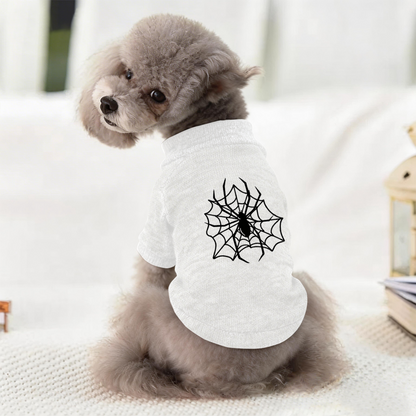 Spooky Black Spider Halloween White Pet Cardigan Sweater