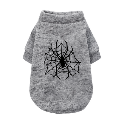 Spooky Black Spider Halloween White Pet Cardigan Sweater