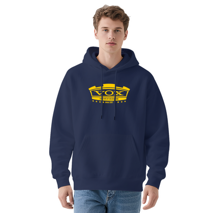 Retro VOX Since 1957 Golden Logo Hoodie, Soft Rock Music Lover Sweatshirt