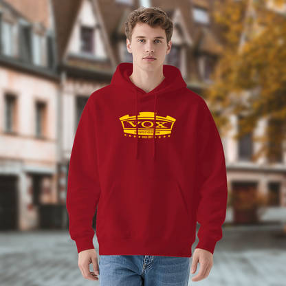 Retro VOX Since 1957 Golden Logo Hoodie, Soft Rock Music Lover Sweatshirt