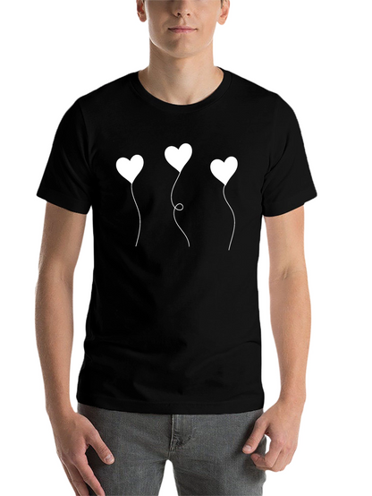 Heart Balloons Graphic Black T-Shirt
