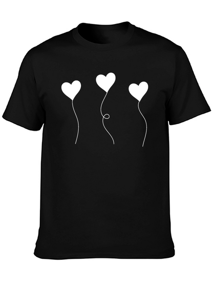 Heart Balloons Graphic Black T-Shirt