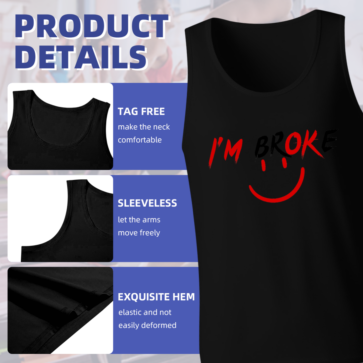 I¡¯m Broke Sad Happy Smile Funny Self-Deprecating Vest