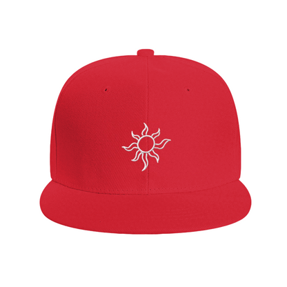 Minimal White Sun Embroidery Red Outdoor Snapback Sun Hat