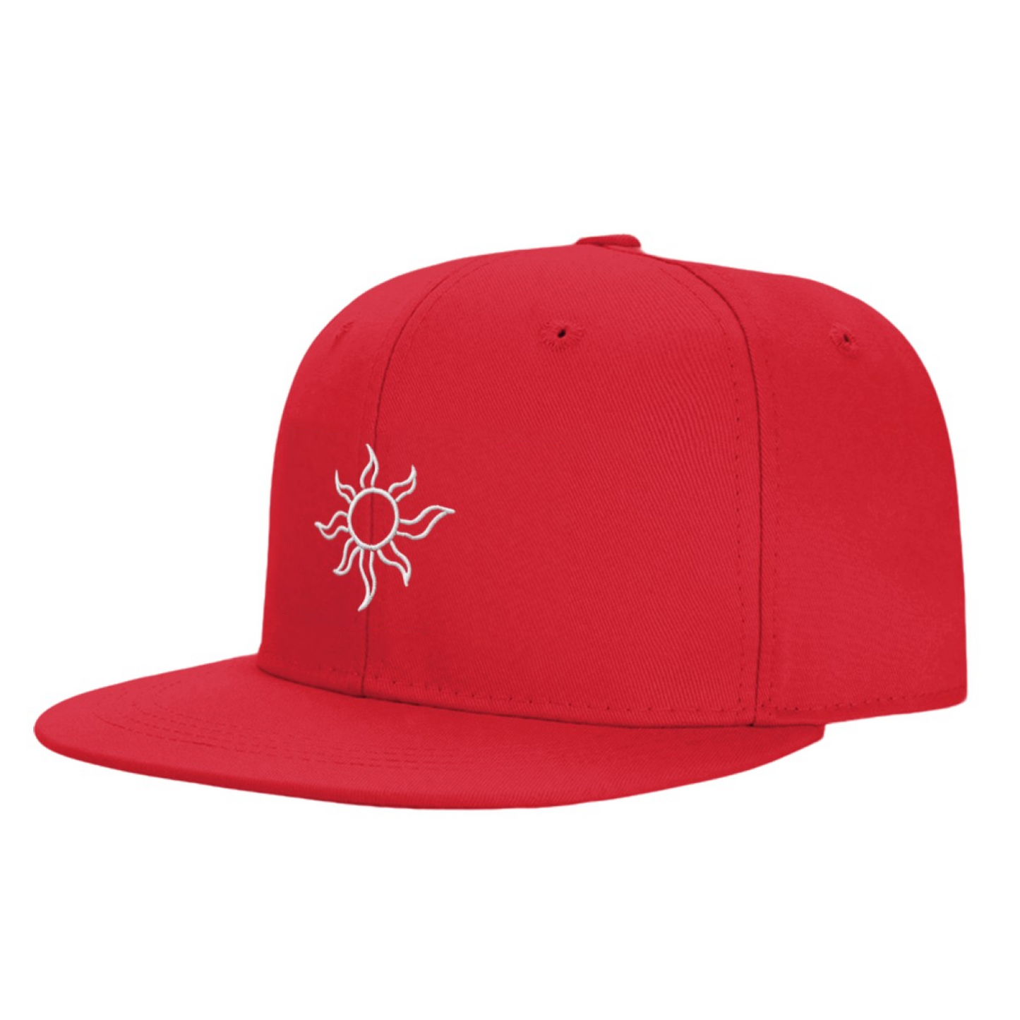 Minimal White Sun Embroidery Red Outdoor Snapback Sun Hat