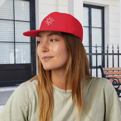 Minimal White Sun Embroidery Red Outdoor Snapback Sun Hat