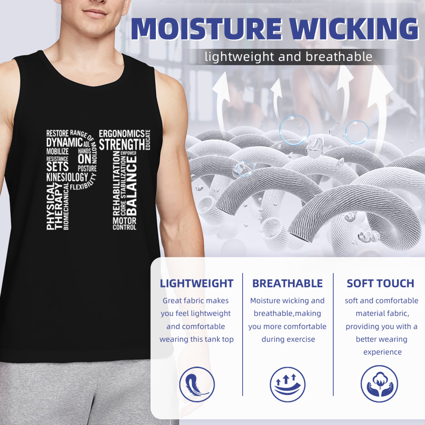 Physical Therapy Word Cloud Therapist Graphic Tank Top