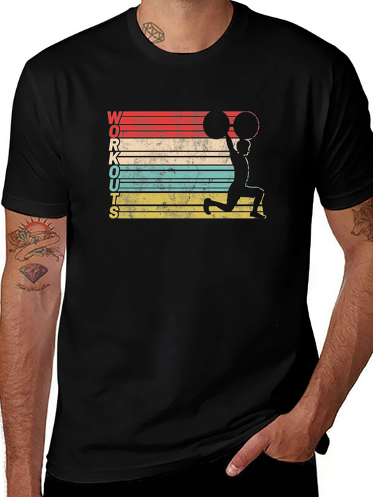Workout Fitness Graphic Tee - Vintage Design