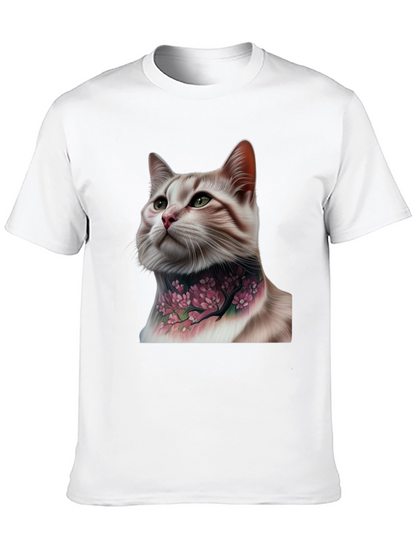 Cat with Floral Tattoo Graphic Tee