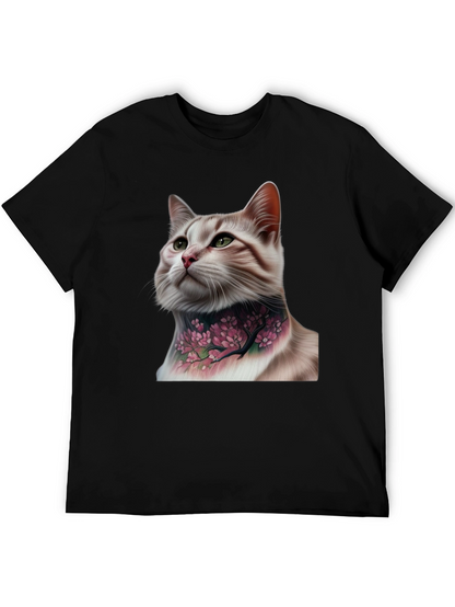 Cat with Floral Tattoo Graphic Tee