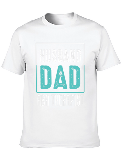 Husband Dad ABA Therapist Black Graphic T-Shirt