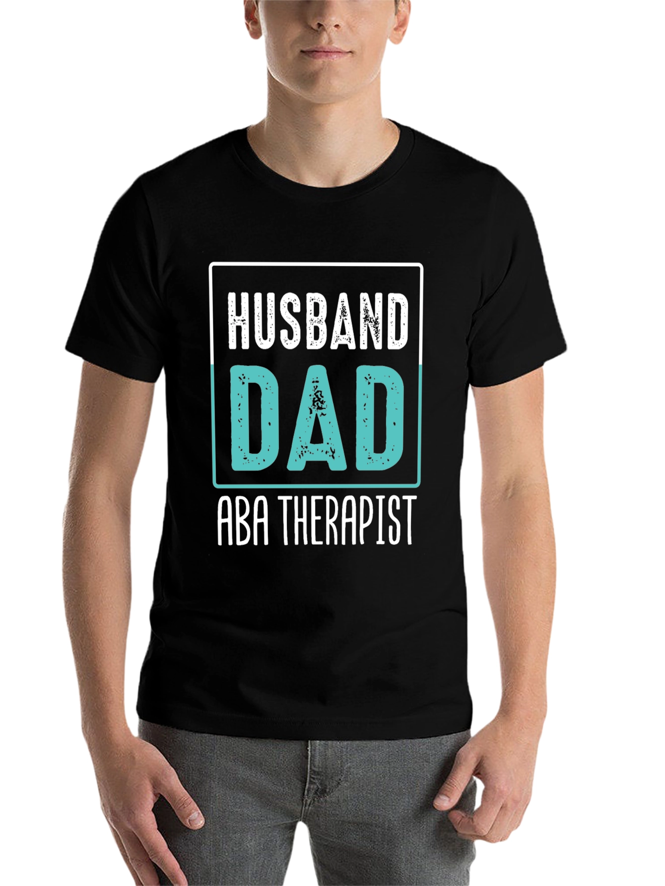 Husband Dad ABA Therapist Black Graphic T-Shirt