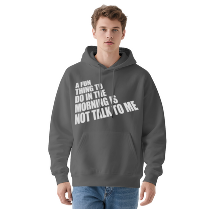 Morning Introvert Slogan Graphic Hoodie, Unisex Relaxed Comfort Navy Hooded Sweatshirt