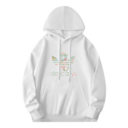 Floral Dracarys Dragon White Unisex Hoodie, Cozy Relax Fit