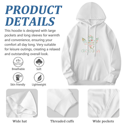 Floral Dracarys Dragon White Unisex Hoodie, Cozy Relax Fit