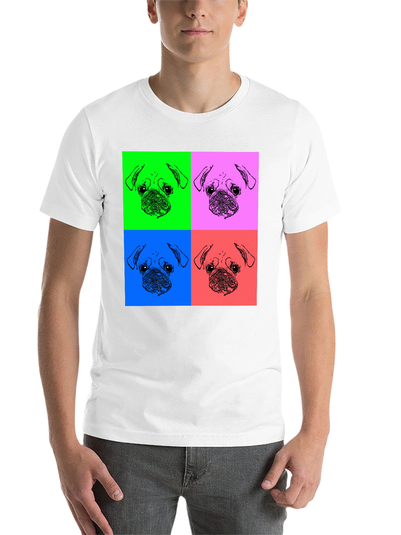 Pop Art Pug Graphic Tee - Black Unisex Shirt