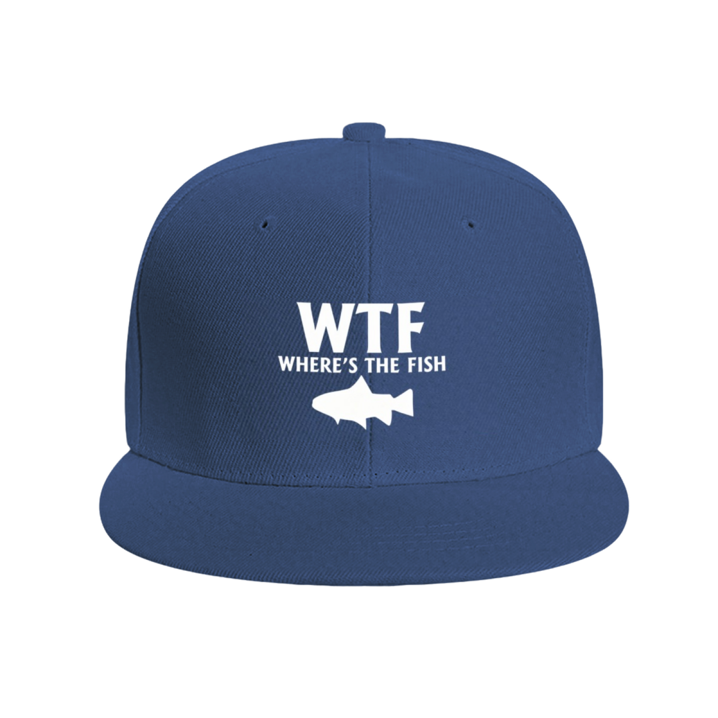 WTF Where¡¯s The Fish Funny Fishing Slogan Print Flat Brim Sun Hat, Fisherman Humor Street Cap
