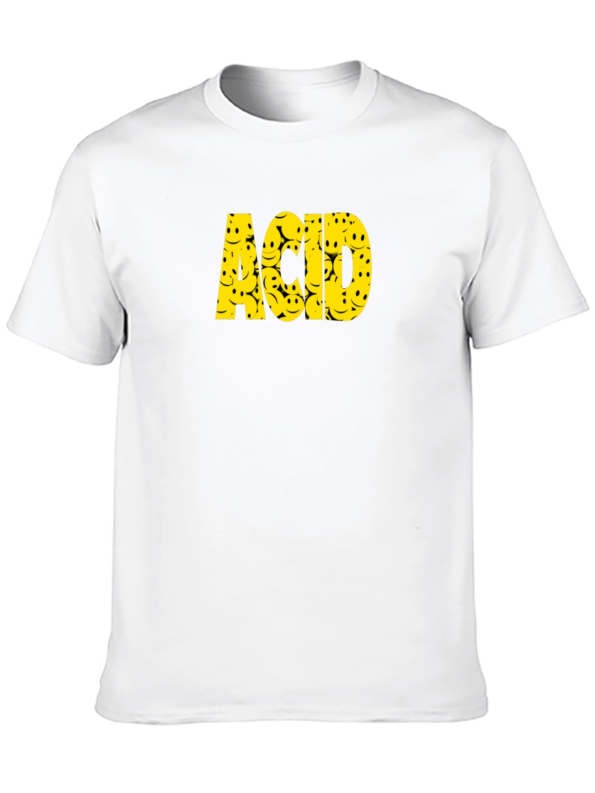 Acid Smiley Face Graphic Tee - Black Cotton T-Shirt