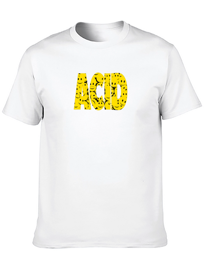Acid Smiley Face Graphic Tee - Black Cotton T-Shirt