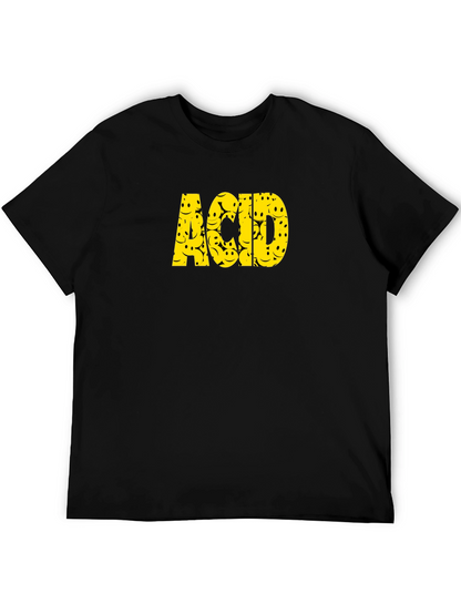 Acid Smiley Face Graphic Tee - Black Cotton T-Shirt
