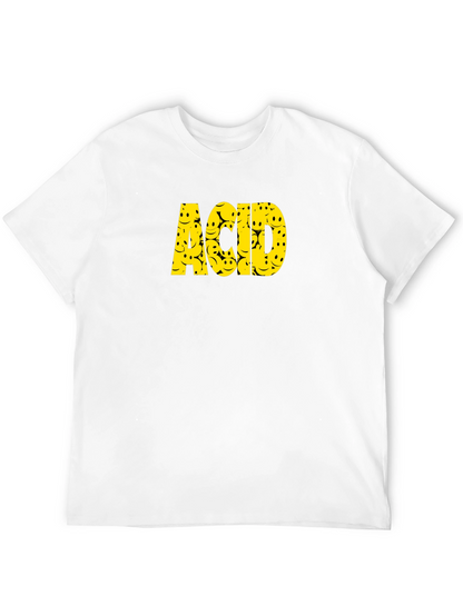 Acid Smiley Face Graphic Tee - Black Cotton T-Shirt