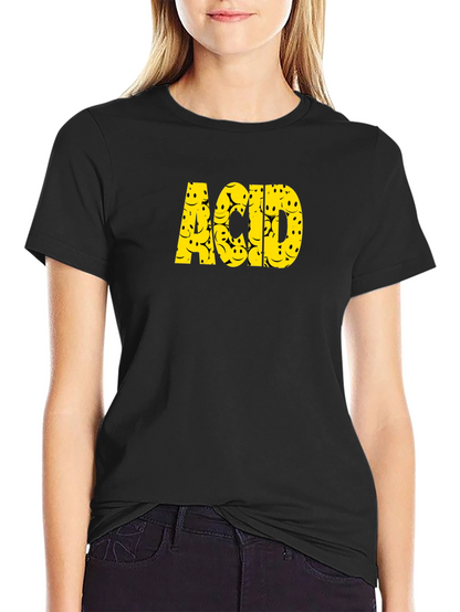 Acid Smiley Face Graphic Tee - Black Cotton T-Shirt
