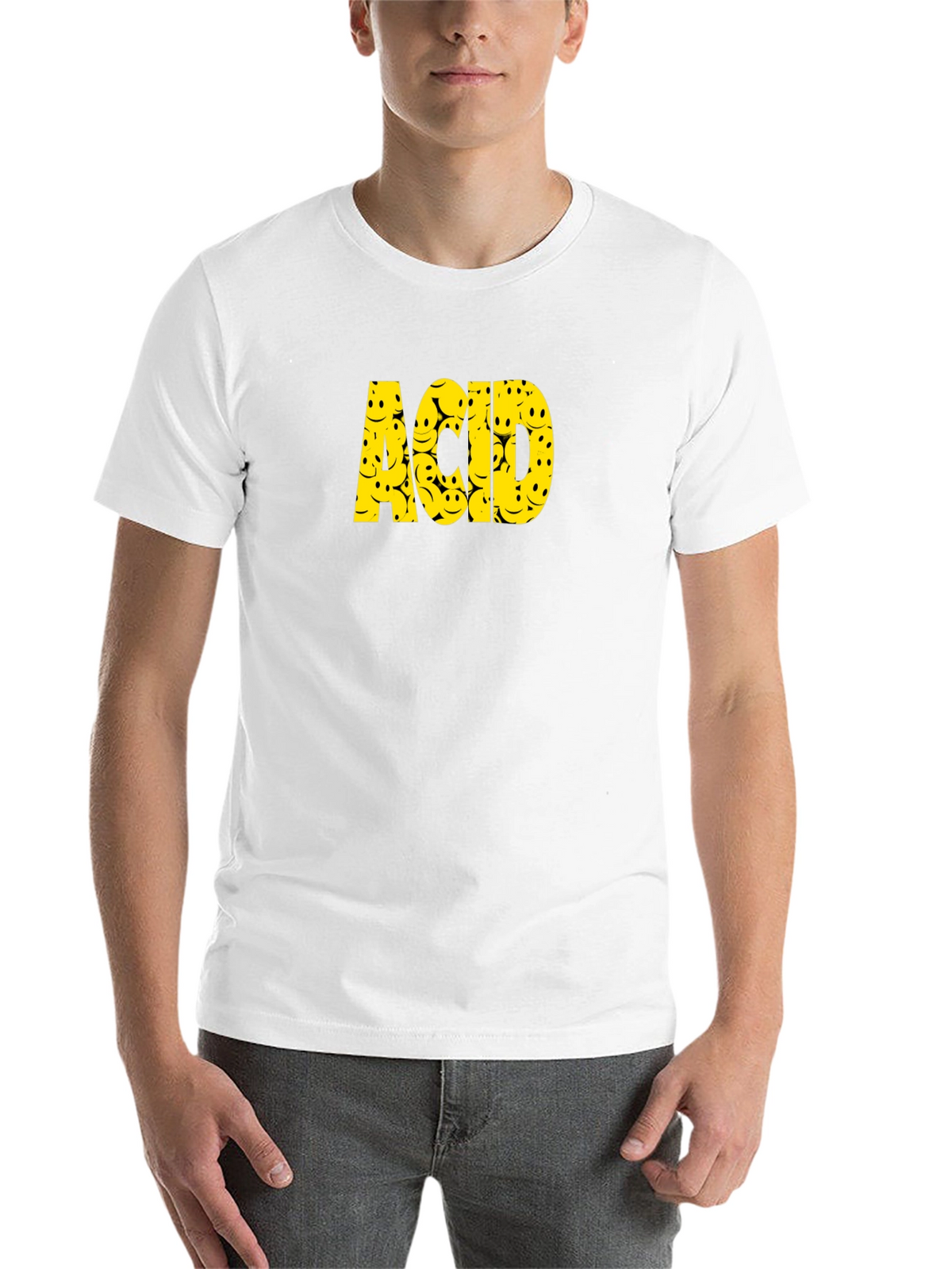Acid Smiley Face Graphic Tee - Black Cotton T-Shirt