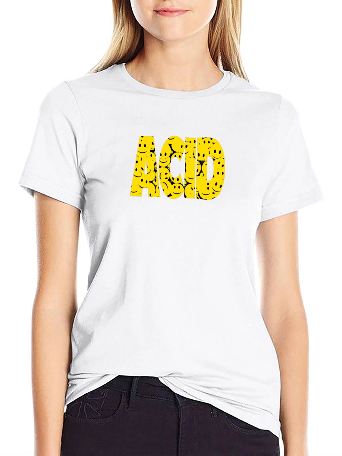 Acid Smiley Face Graphic Tee - Black Cotton T-Shirt