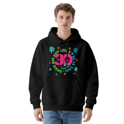Hippie Floral 30 Peace Sign Hoodie, Vibrant Cozy Style
