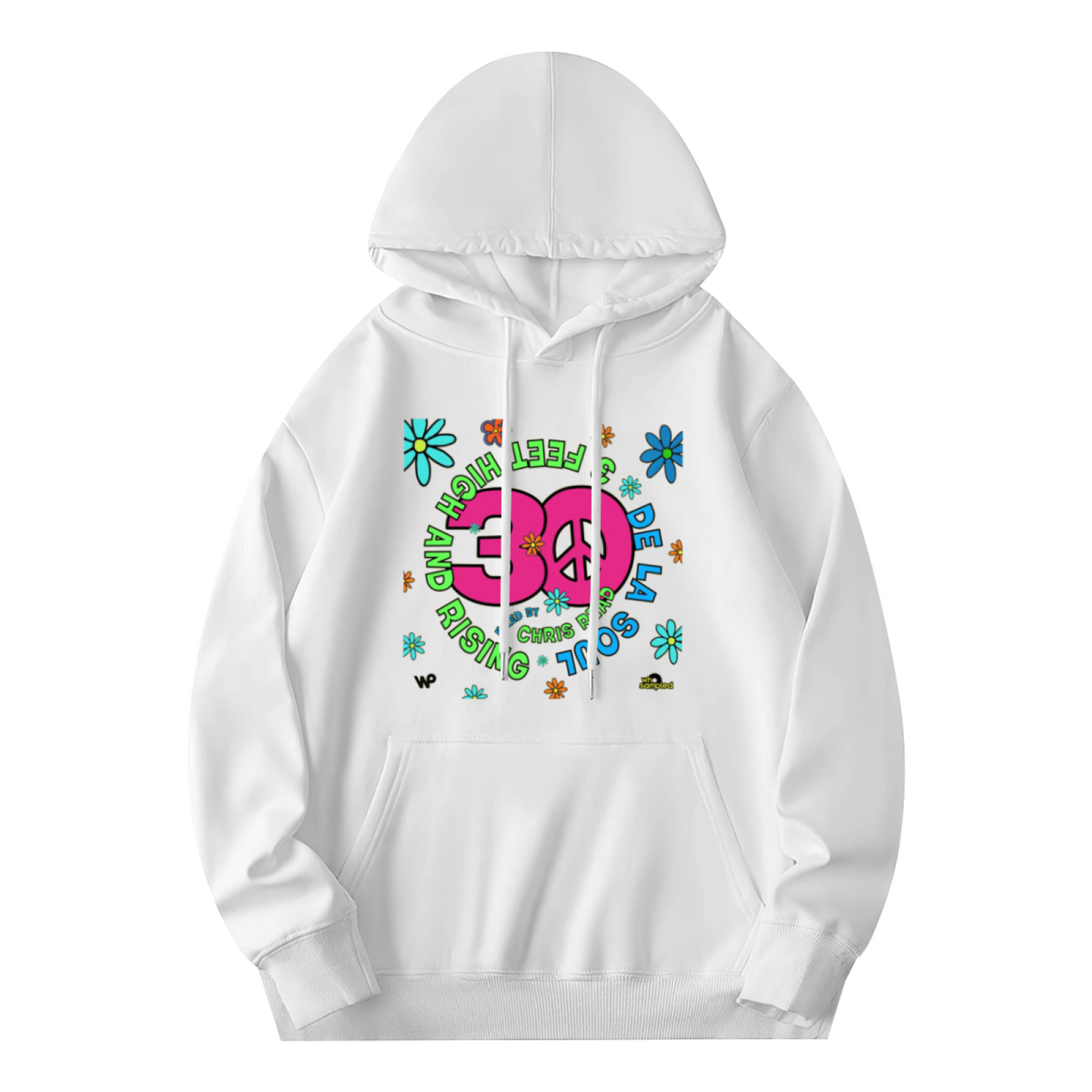 Hippie Floral 30 Peace Sign Hoodie, Vibrant Cozy Style