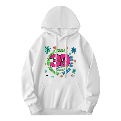 Hippie Floral 30 Peace Sign Hoodie, Vibrant Cozy Style